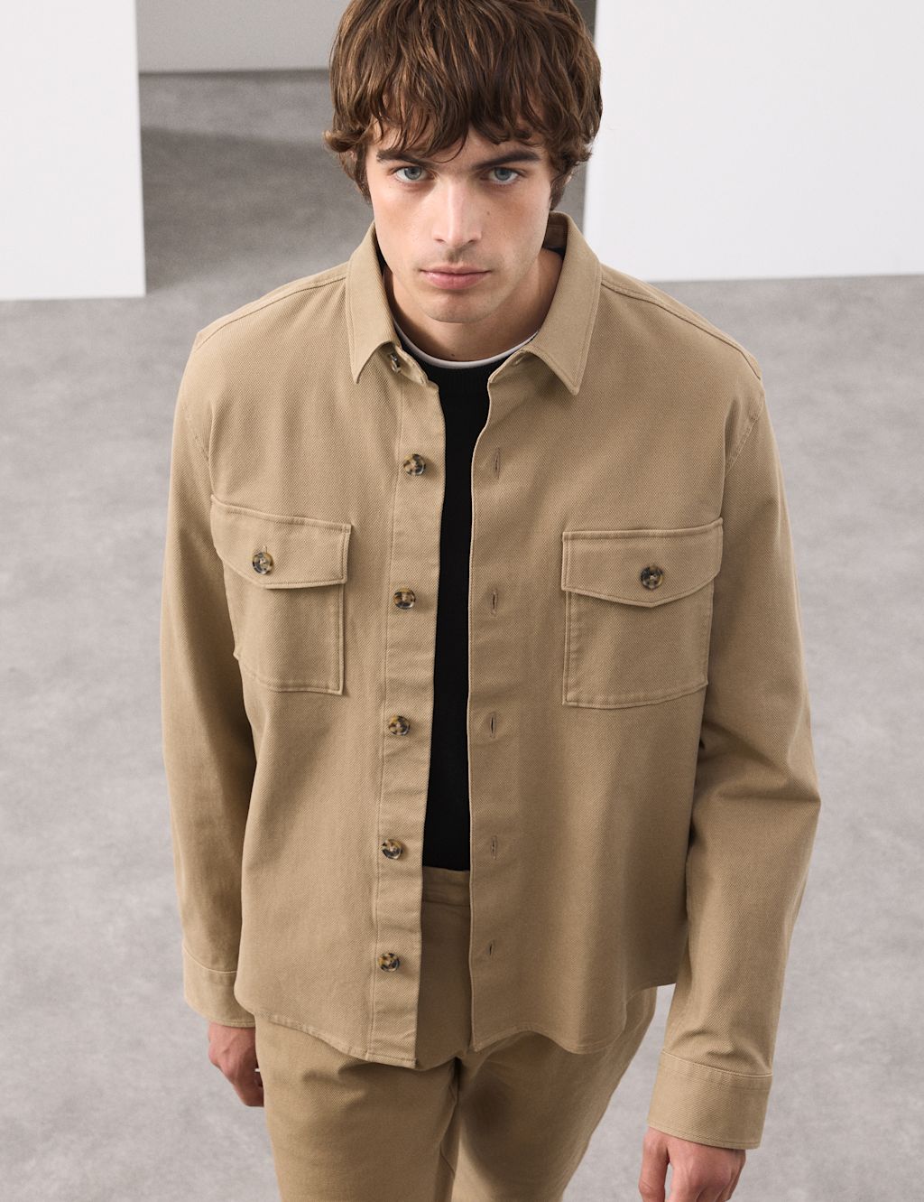 Autograph Regular Fit Cotton Rich Textured Shacket - LREG - Spice, Spice