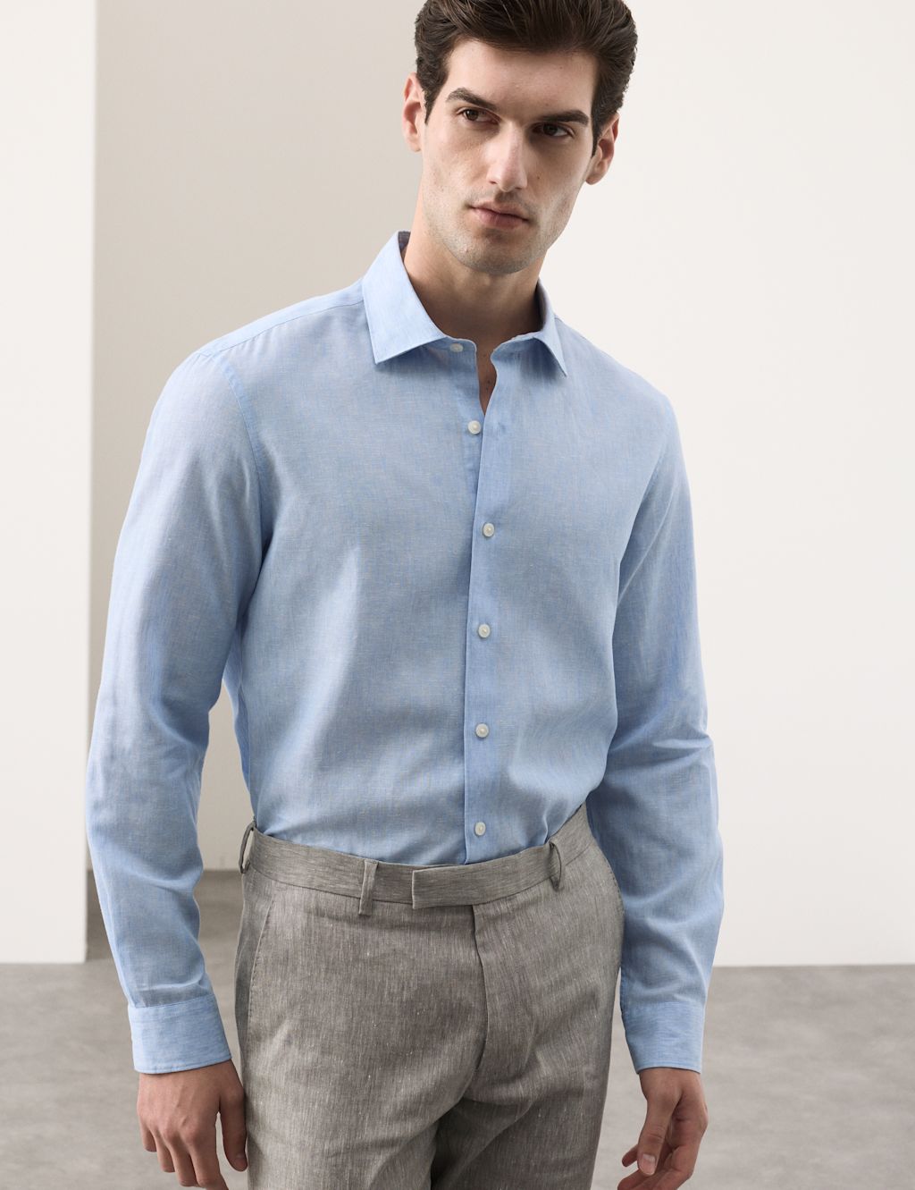 Autograph Easy Iron Linen Rich Performance Shirt - XL - Chambray, Chambray