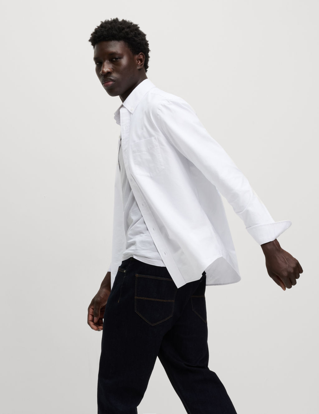 M&S Pure Cotton Ultimate Oxford Shirt - LREG - White, White