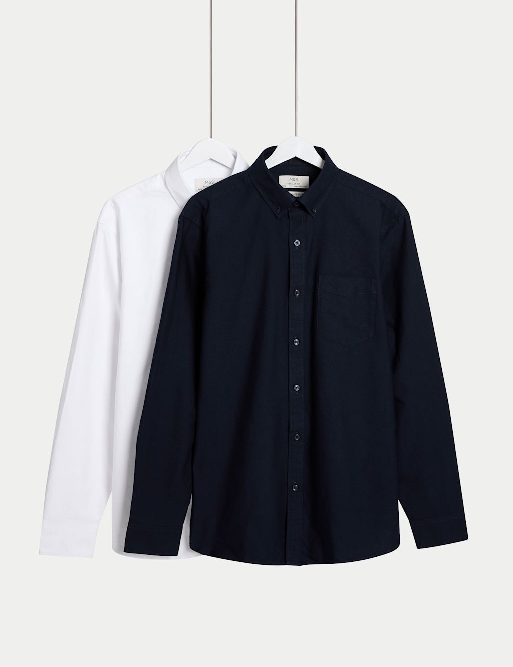 M&S Ultimate 2 Pack Regular Fit Pure Cotton Oxford Shirts - XXXXLREG - Navy Mix, Navy Mix