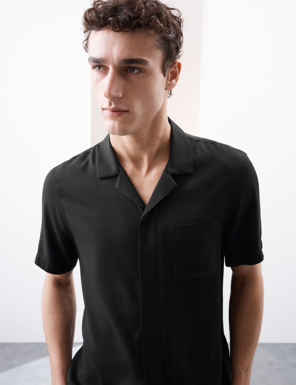 Autograph Cuban Collar Shirt - LREG - Black, Black
