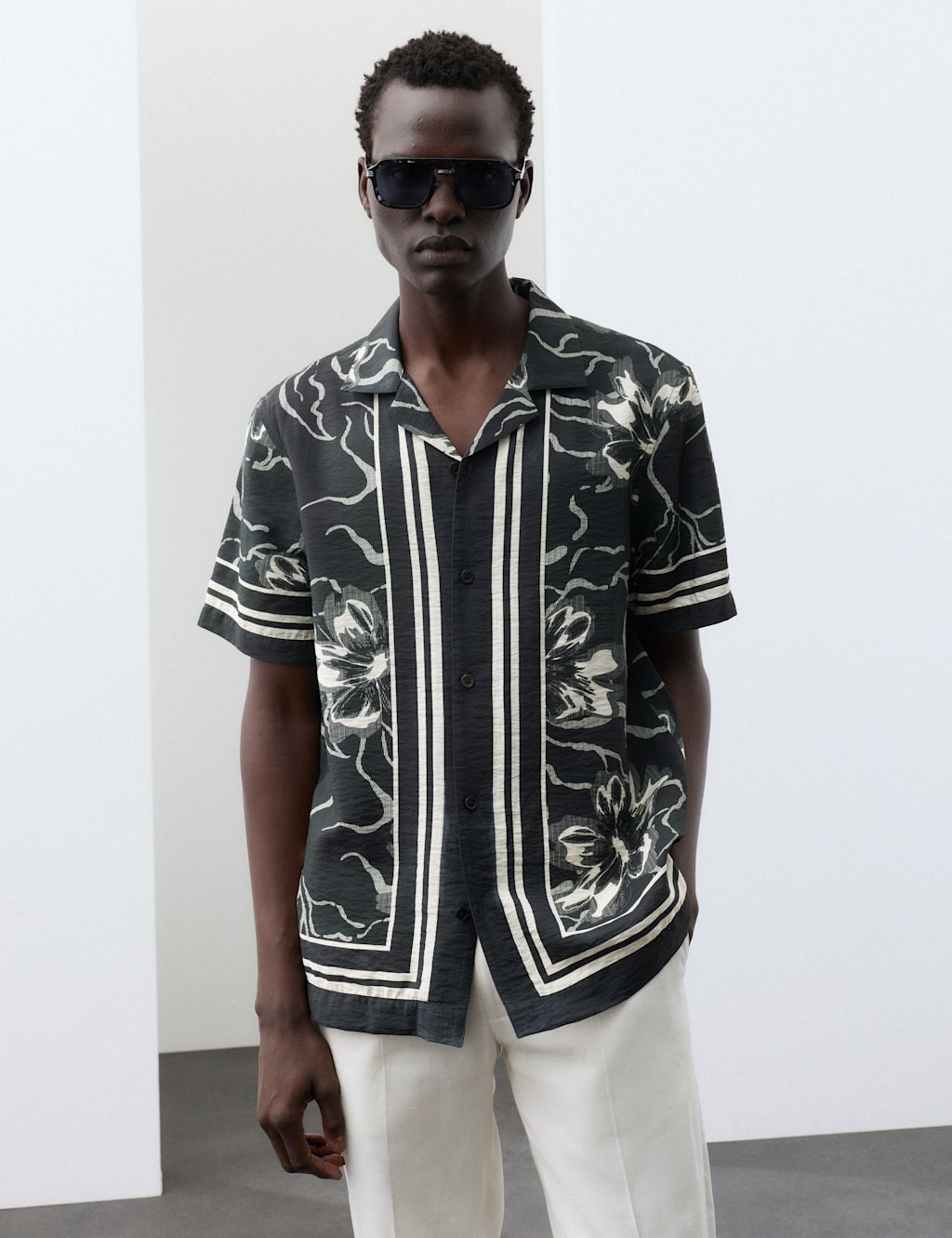 Autograph Floral Short Sleeve Shirt - 2XL - Black Mix, Black Mix