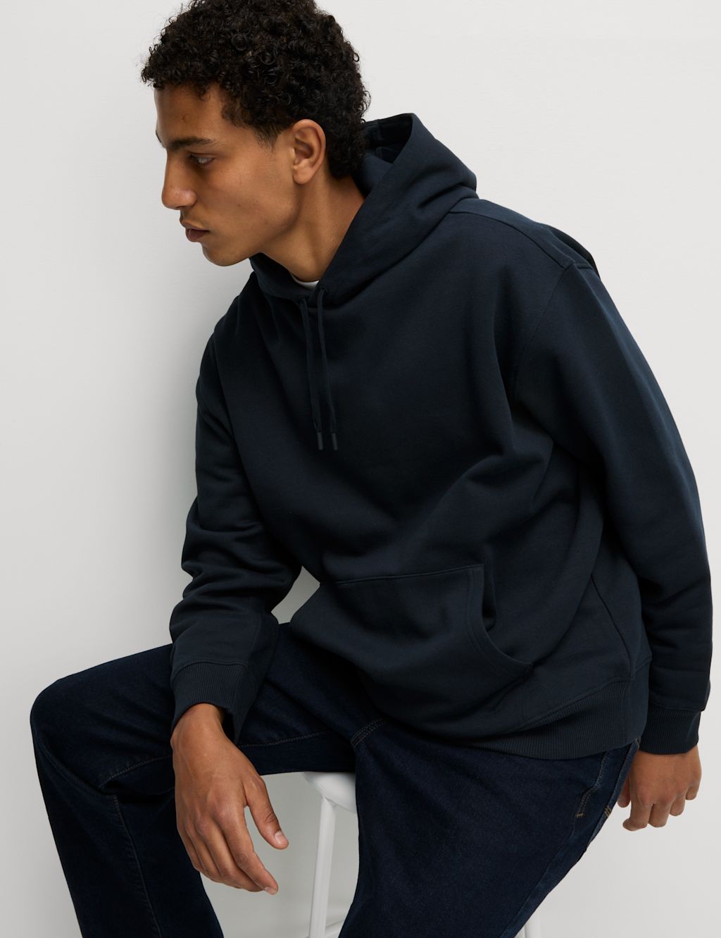 M&S Oversized Cotton Rich Hoodie - XXLREG - Dark Navy, Dark Navy