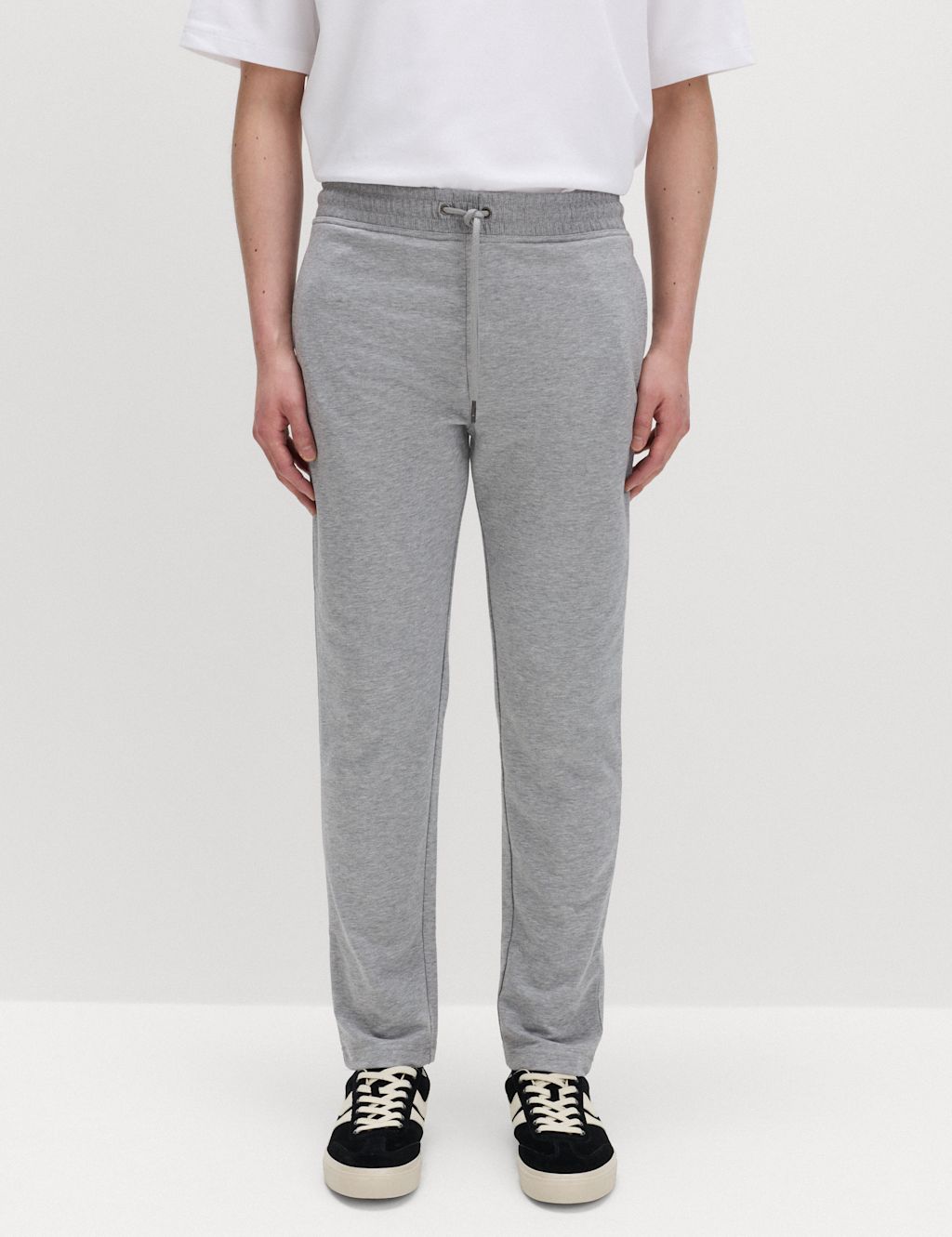 M&S Cotton Rich Straight Leg Joggers - 4XL - Grey Marl, Grey Marl