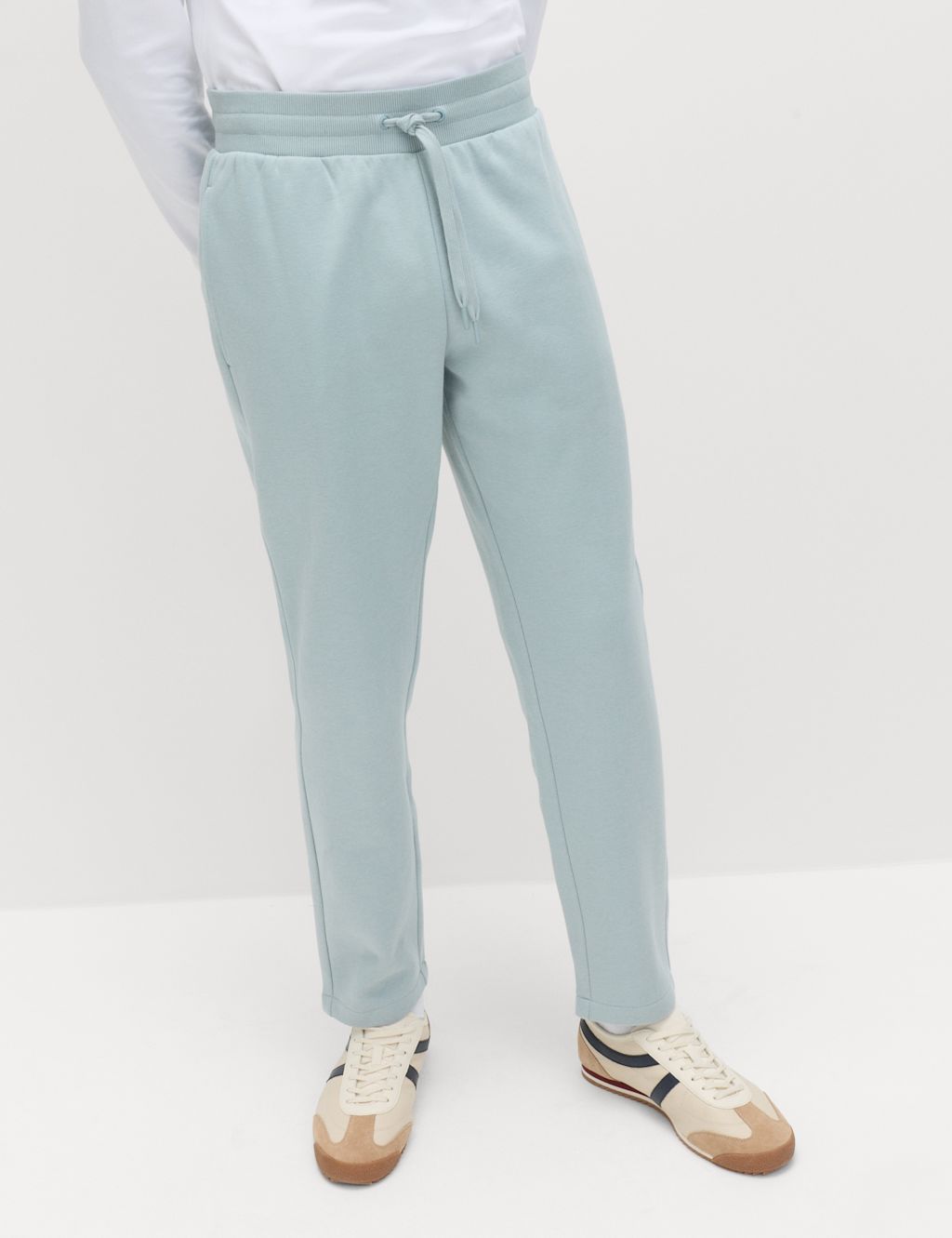 M&S Cotton Rich Relaxed Fit Straight Leg Joggers - 2XL - Soft Blue, Soft Blue