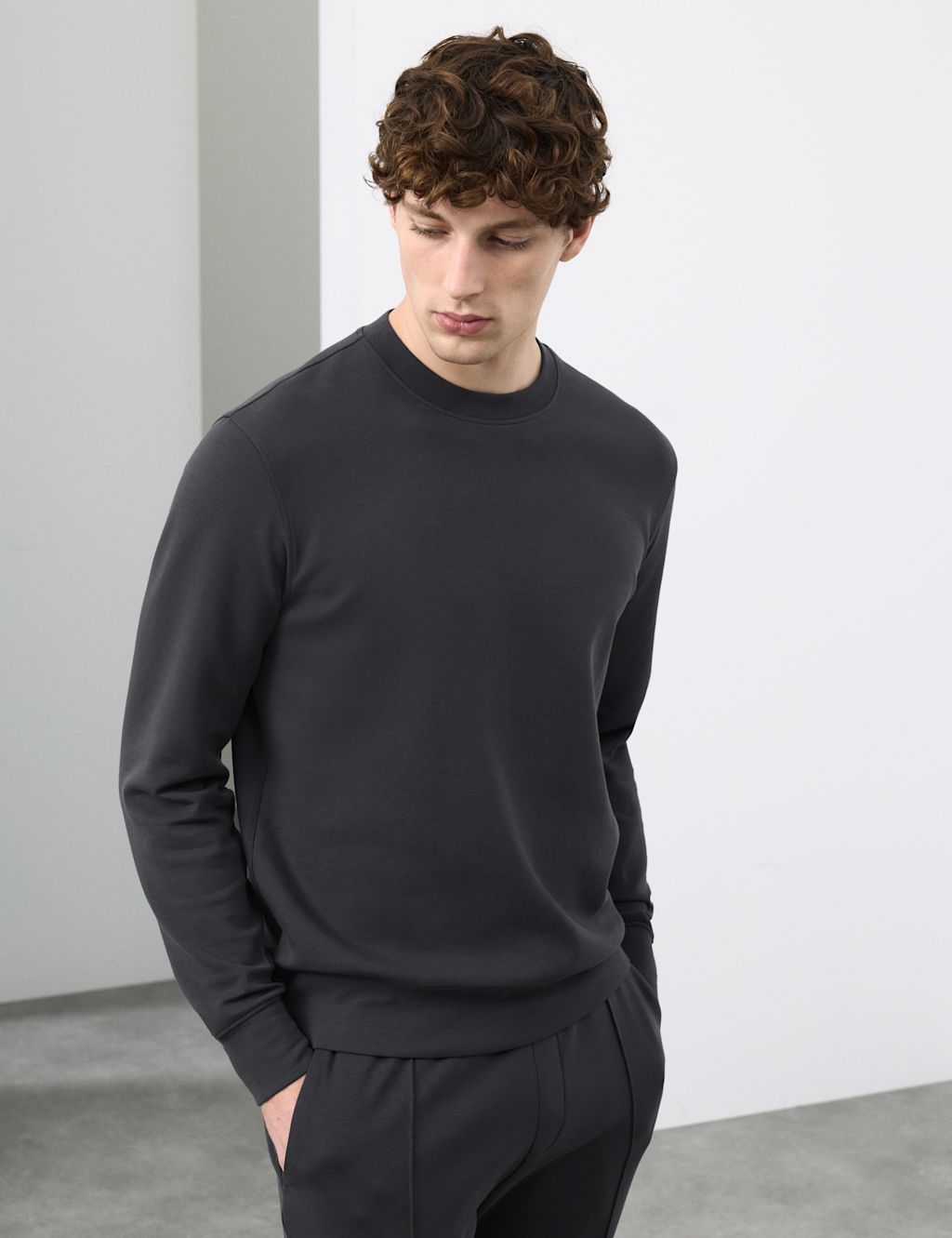 Autograph Cotton Rich Crew Neck Sweatshirt - XXXLREG - Granite, Granite