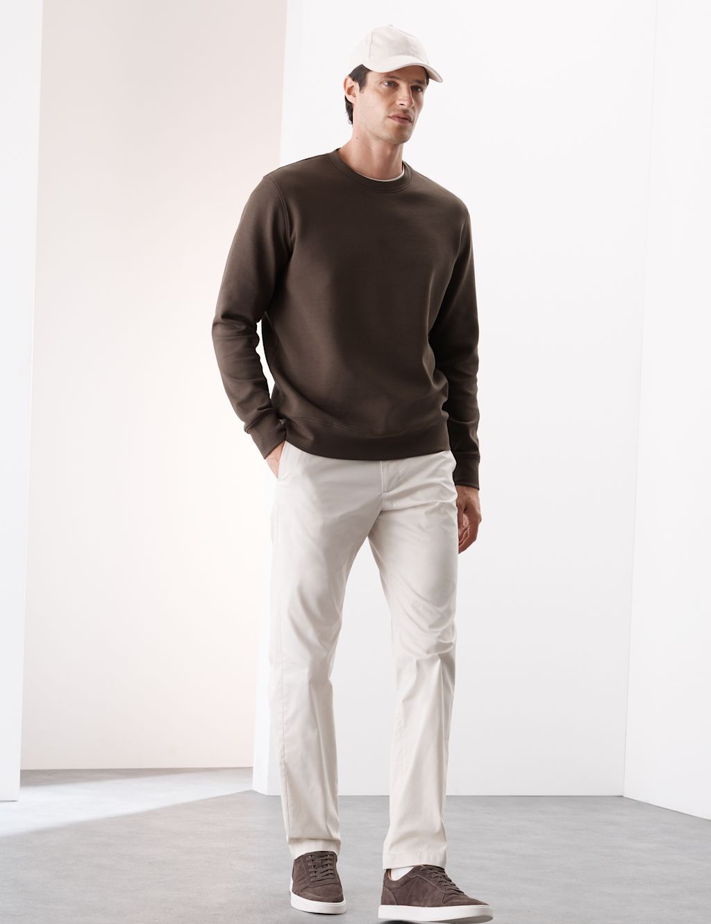 Autograph Cotton Rich Crew Neck Sweatshirt - XXLREG - Dark Olive, Dark Olive