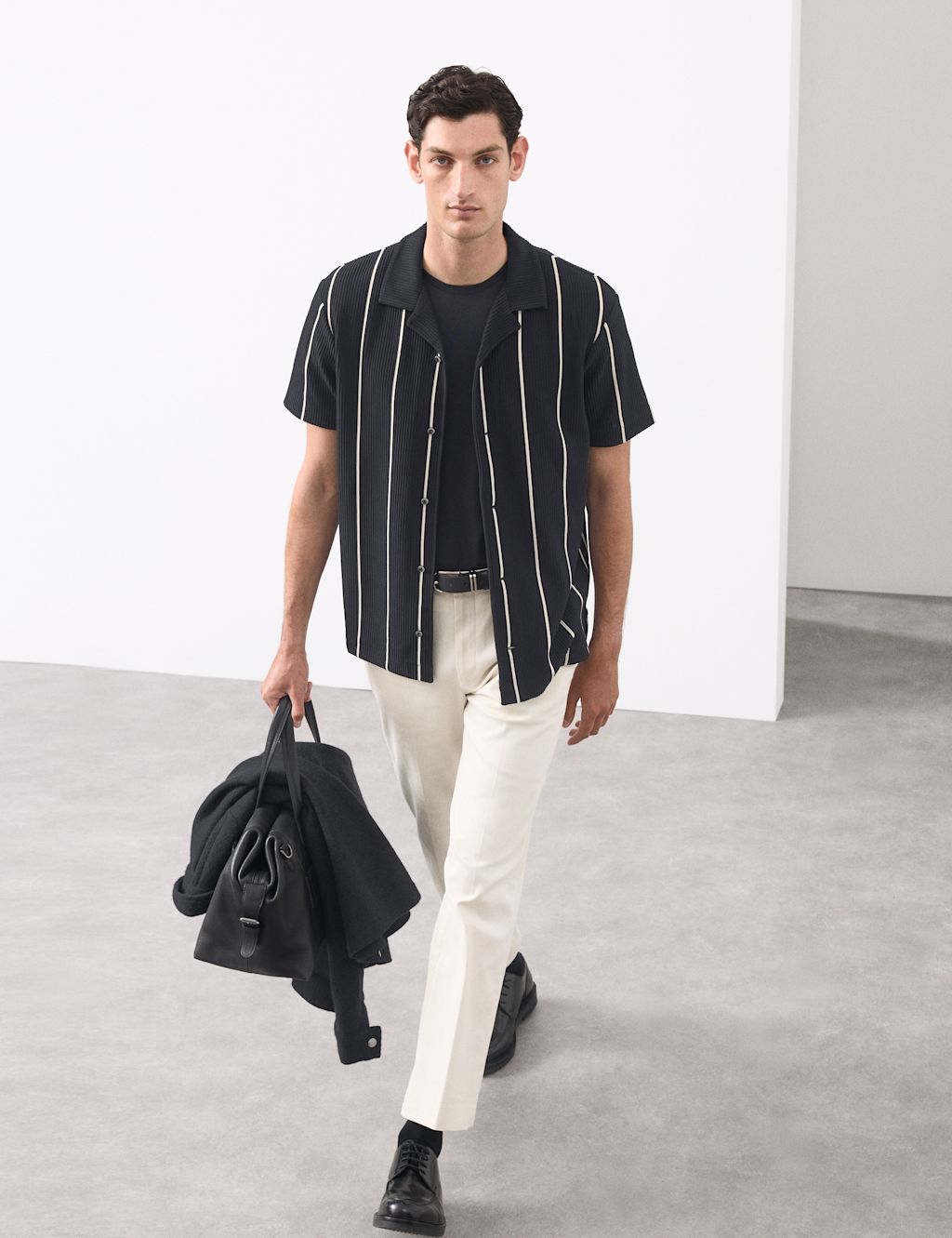 Autograph Ottoman Button Through Polo Shirt - XXXLREG - Black, Black