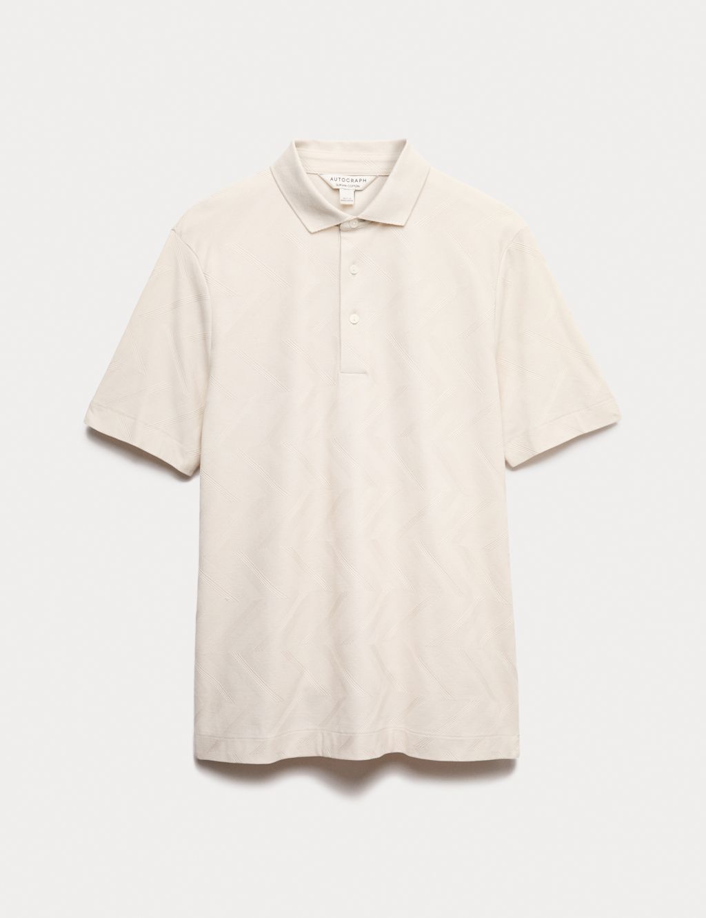 Autograph Pure Cotton Geometric Print Polo Shirt - SREG - Pale Opaline, Pale Opaline