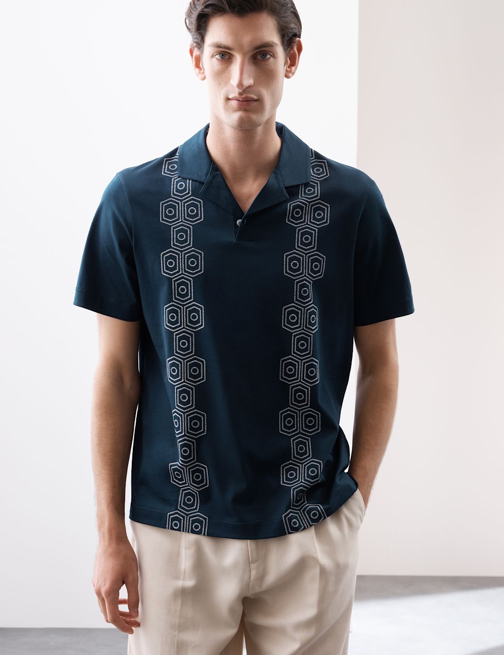 Autograph Pure Supima Cotton Embroidered Polo Shirt - XXXLREG - Dark Navy, Dark Navy