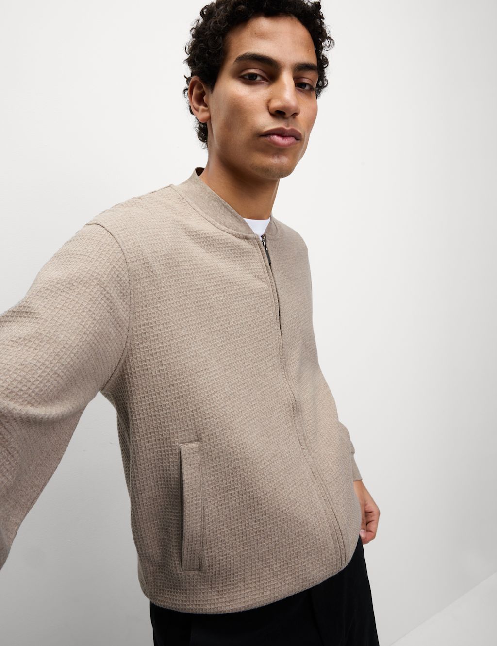 M&S Pure Cotton Bomber Jacket - XXXLREG - Sand, Sand