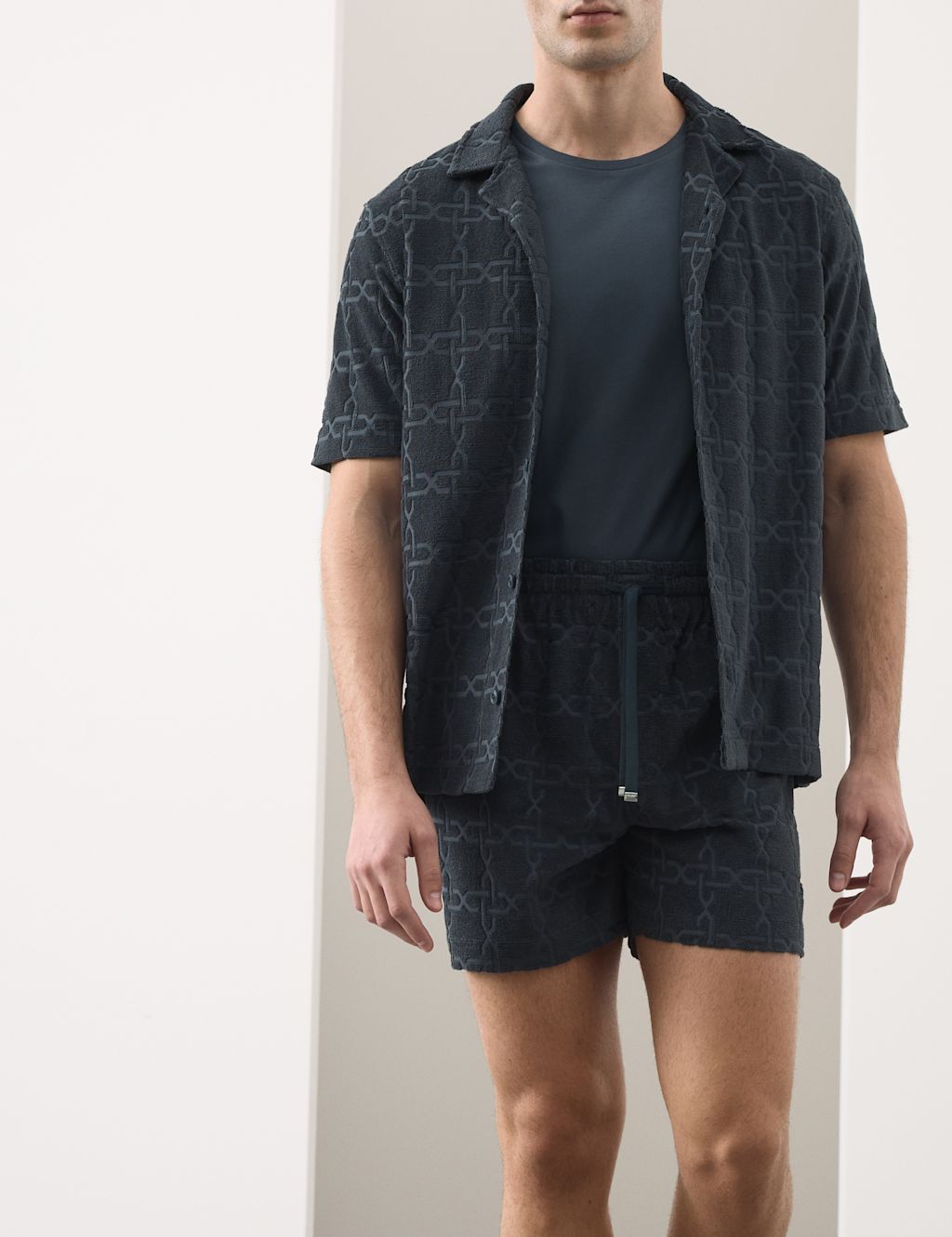 Autograph Cotton Rich Jacquard Towelling Shorts - 2XL - Dark Petrol, Dark Petrol