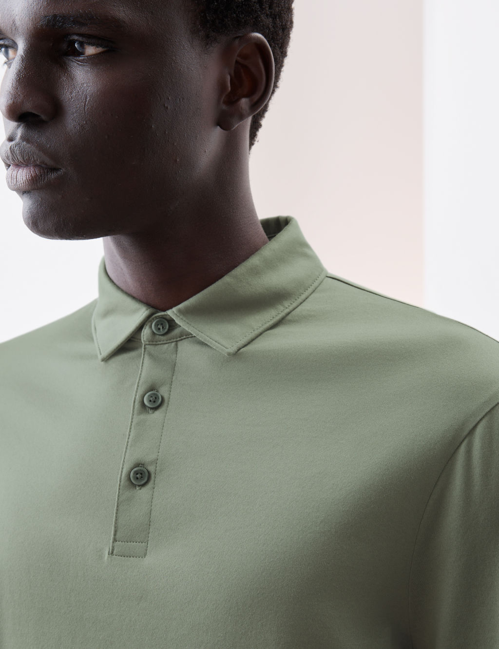 Autograph Pure Supima Cotton Long Sleeve Polo Shirt - LREG - Smokey Green, Smokey Green