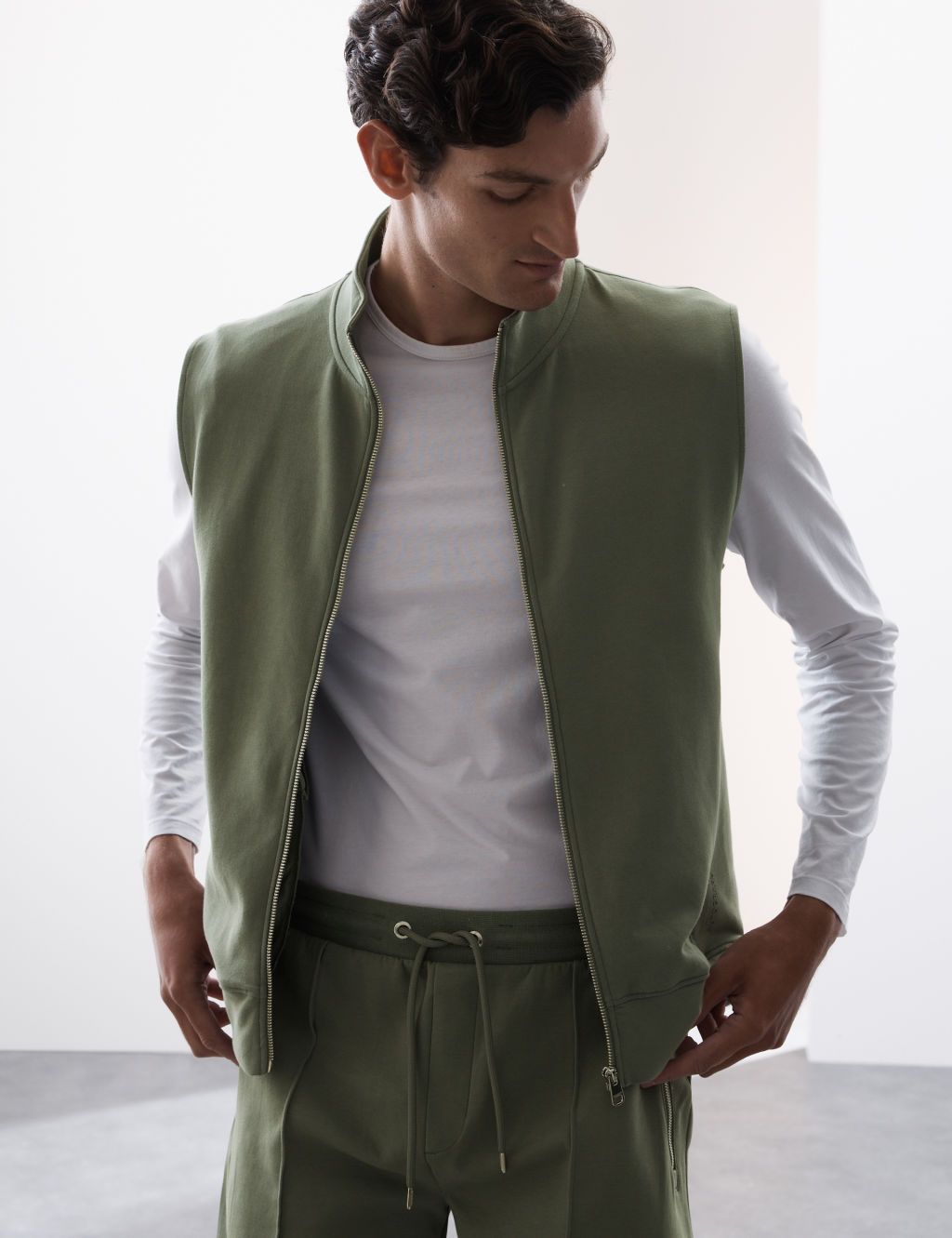 Autograph Cotton Rich Gilet - XLREG - Smokey Green, Smokey Green