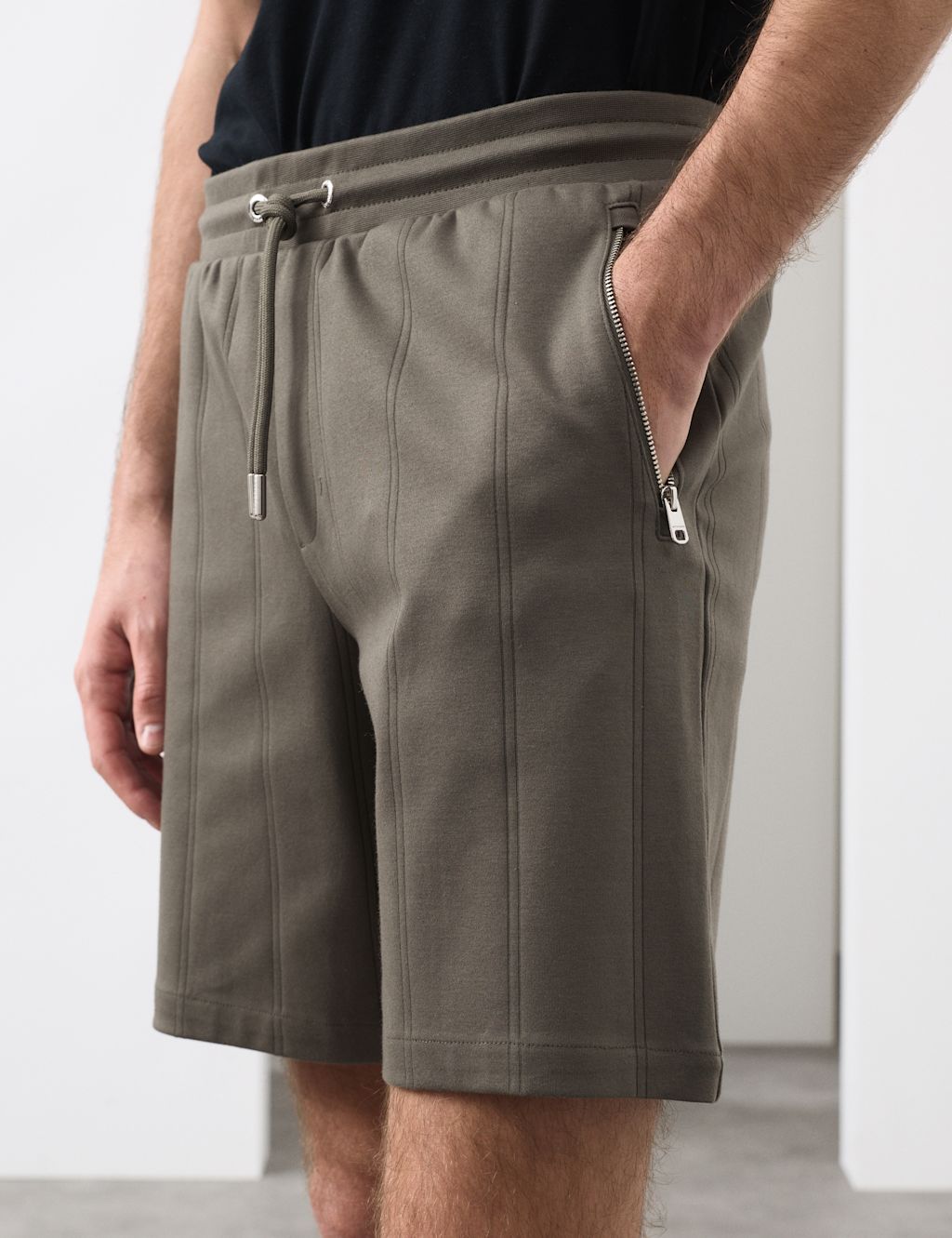 Autograph Regular Fit Cotton Rich Textured Shorts - 2XL - Dark Olive, Dark Olive