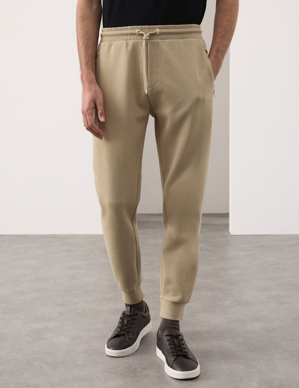 Autograph Regular Fit Cotton Rich Performance Cuffed Joggers - 2XL - Sand, Sand