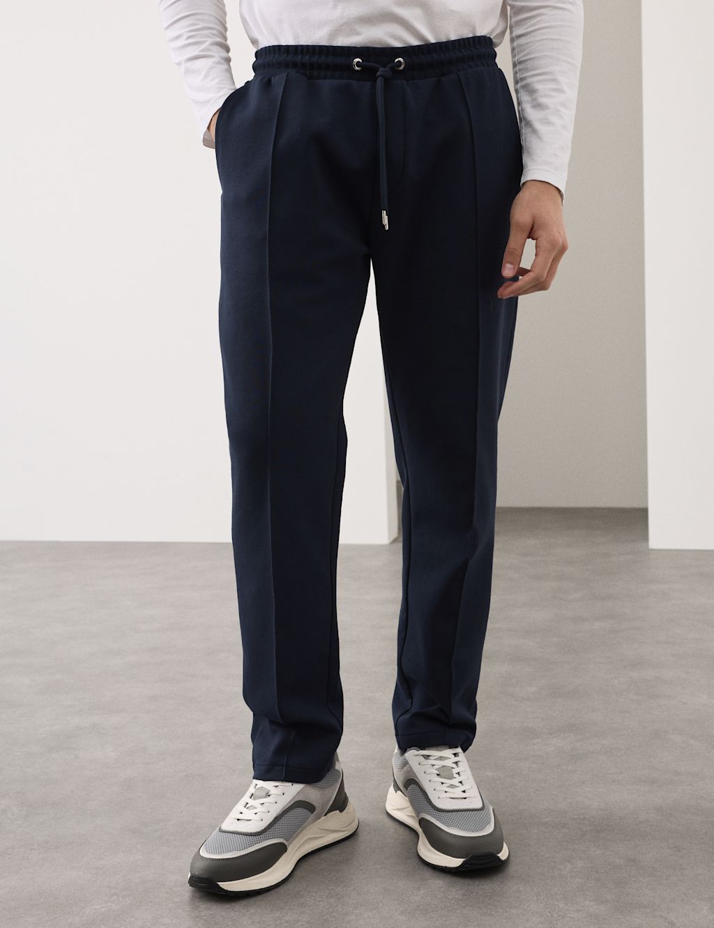 Autograph Cotton Rich Pintuck Straight Leg Joggers - 2XL - Dark Navy, Dark Navy