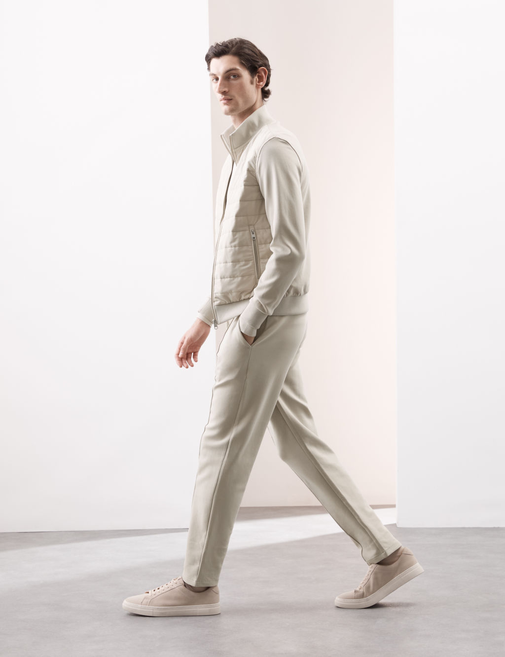 Autograph Cotton Rich Pintuck Straight Leg Joggers - 3XL - Stone, Stone