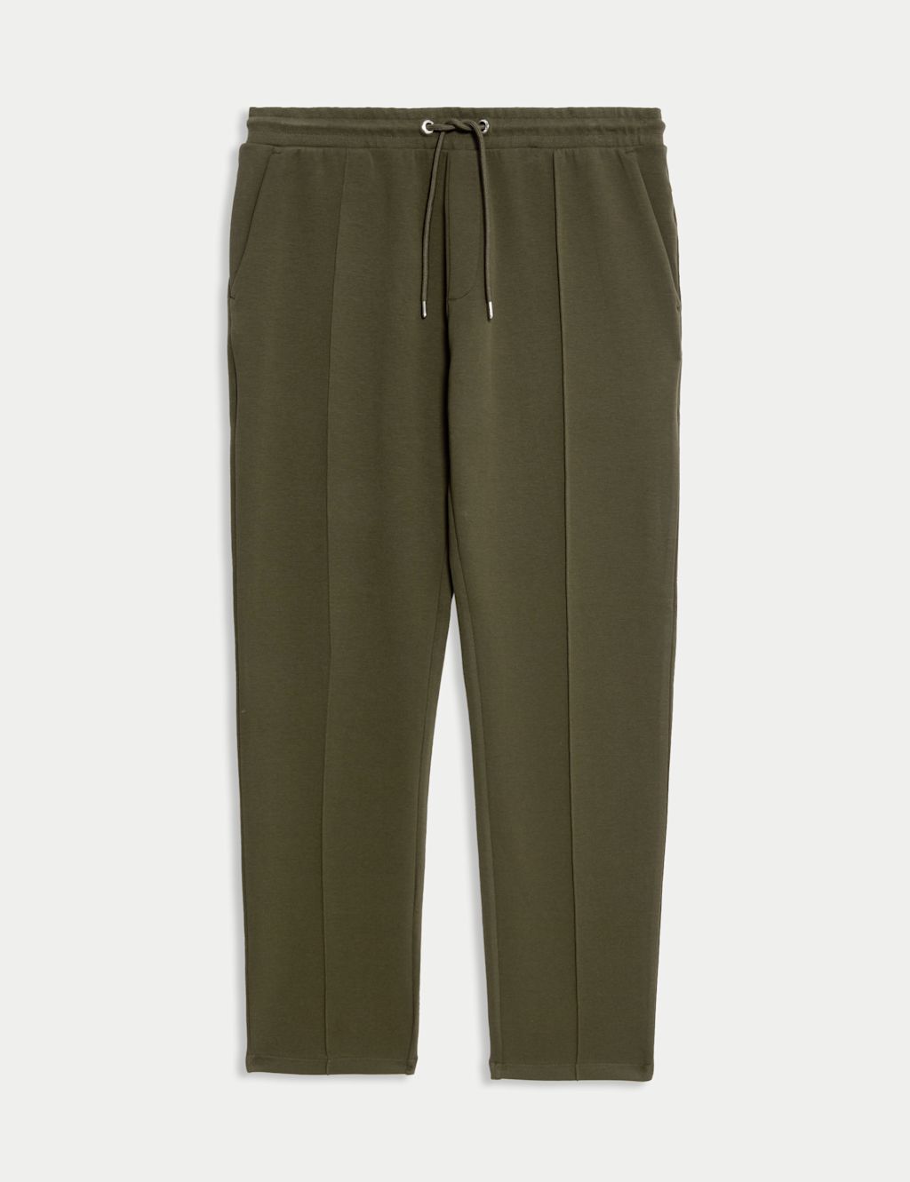 Autograph Cotton Rich Pintuck Straight Leg Joggers - LREG - Dark Khaki, Dark Khaki