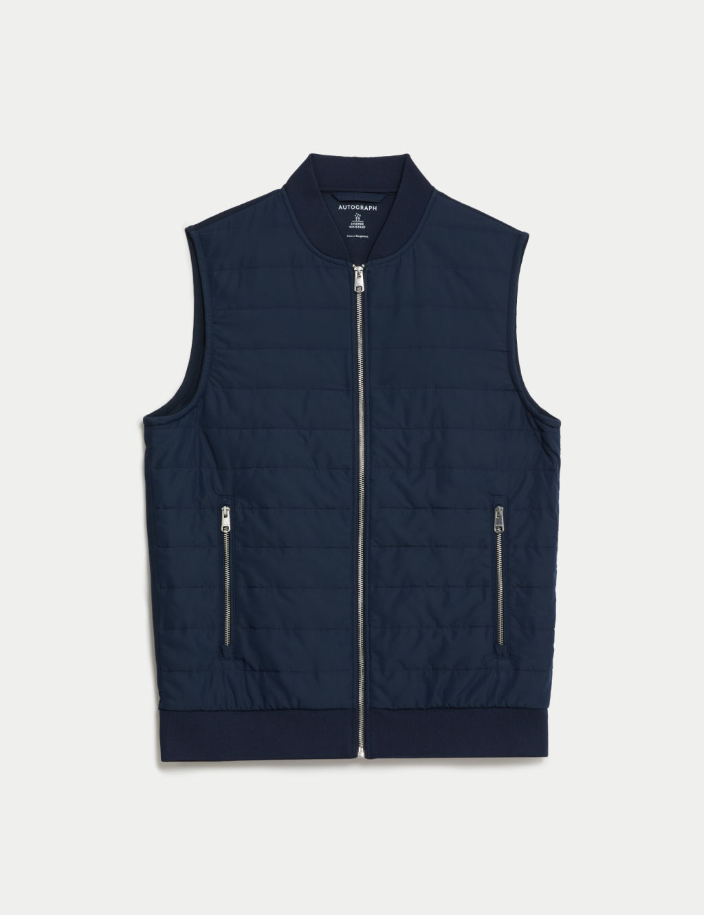 Autograph Cotton Rich Zip Up Quilted Gilet with Stormwear&trade; - XXXLREG - Dark Navy, Dark Navy