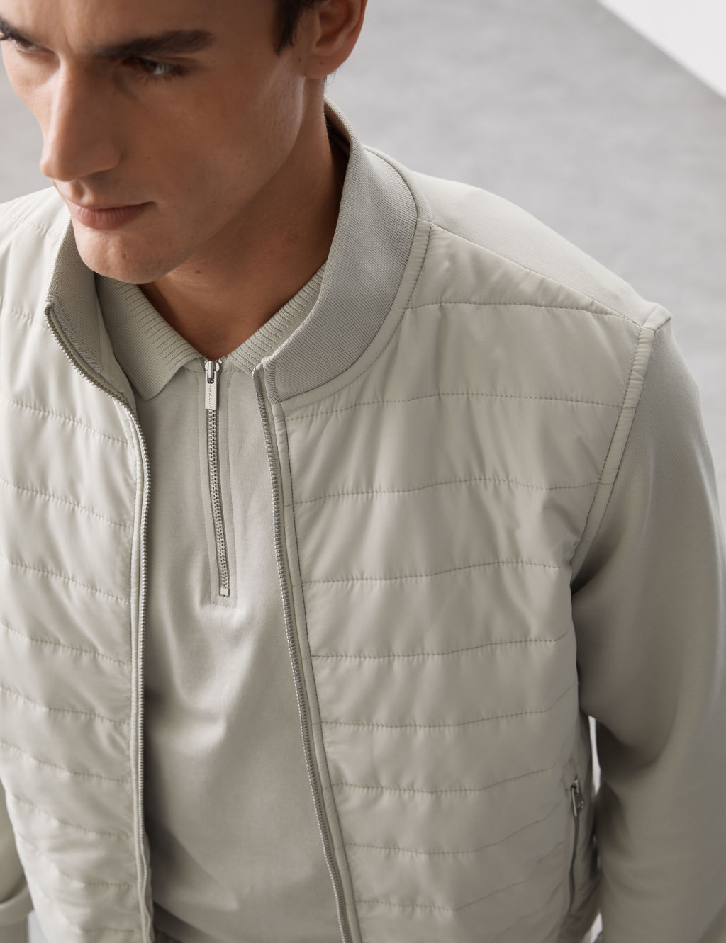 Autograph Cotton Rich Zip Up Quilted Jacket - SREG - Stone, Stone