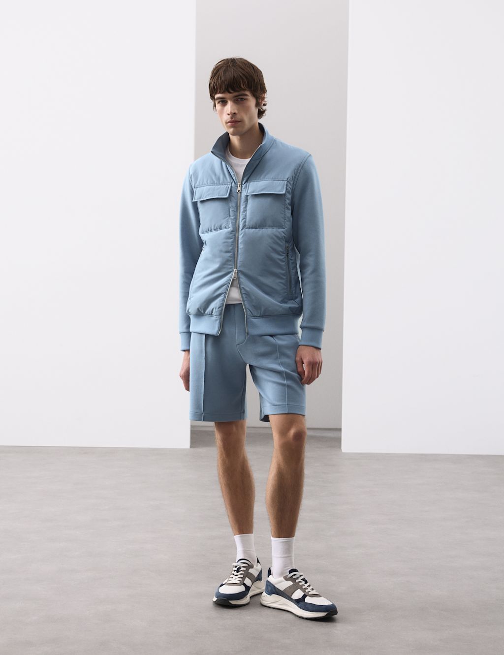 Autograph Cotton Rich Zip Up Pocket Jacket - 2XL - Light Blue, Light Blue