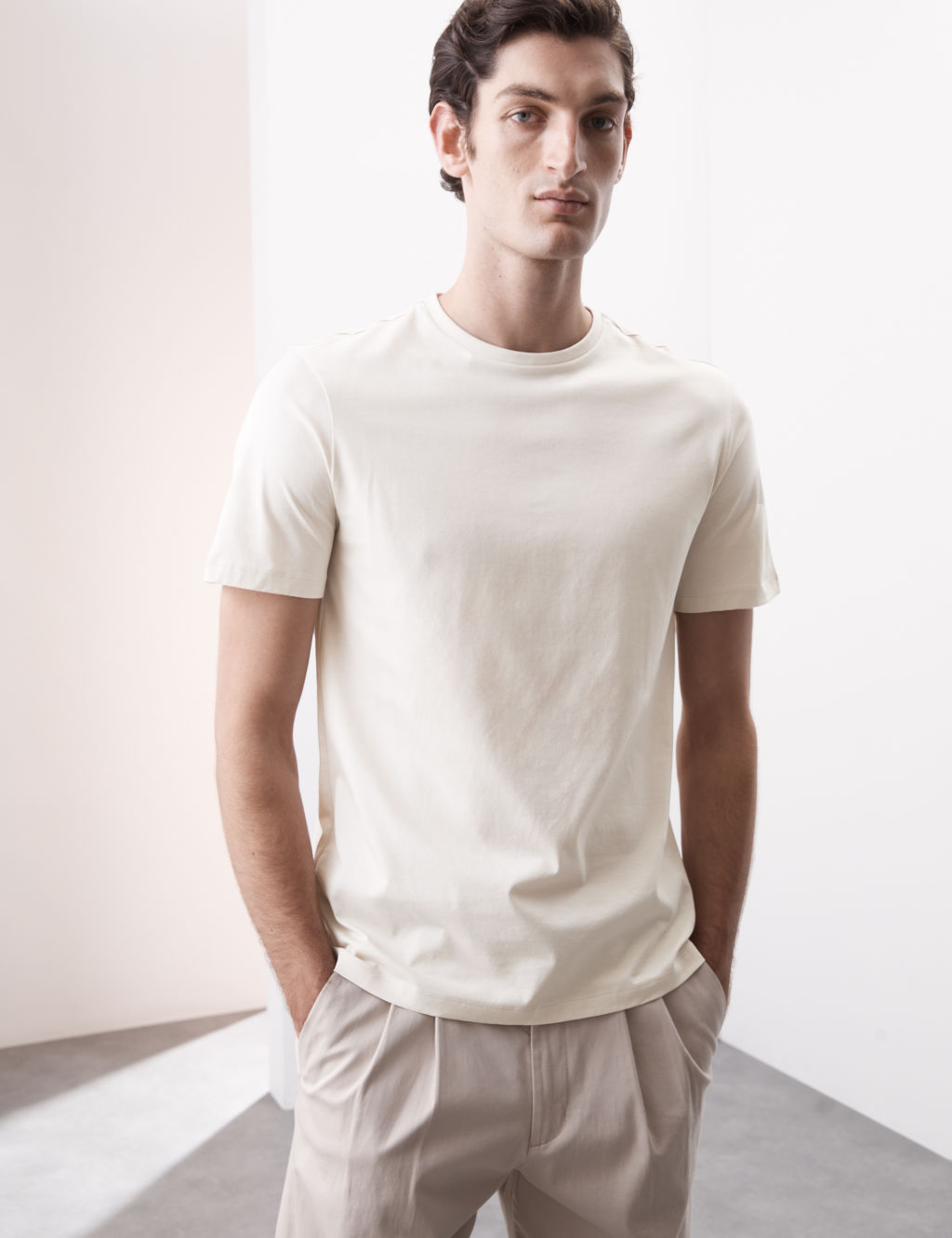 Autograph Pure Supima Cotton Performance Crew Neck T-shirt - XSREG - Pale Opaline, Pale Opaline