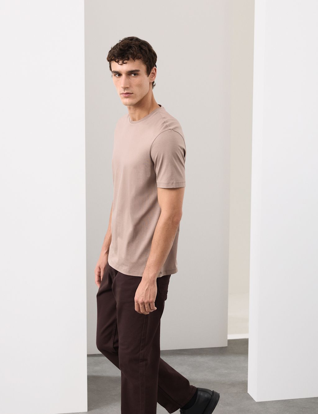 Autograph Pure Supima Cotton Performance Crew Neck T-shirt - LREG - Cappuccino, Cappuccino