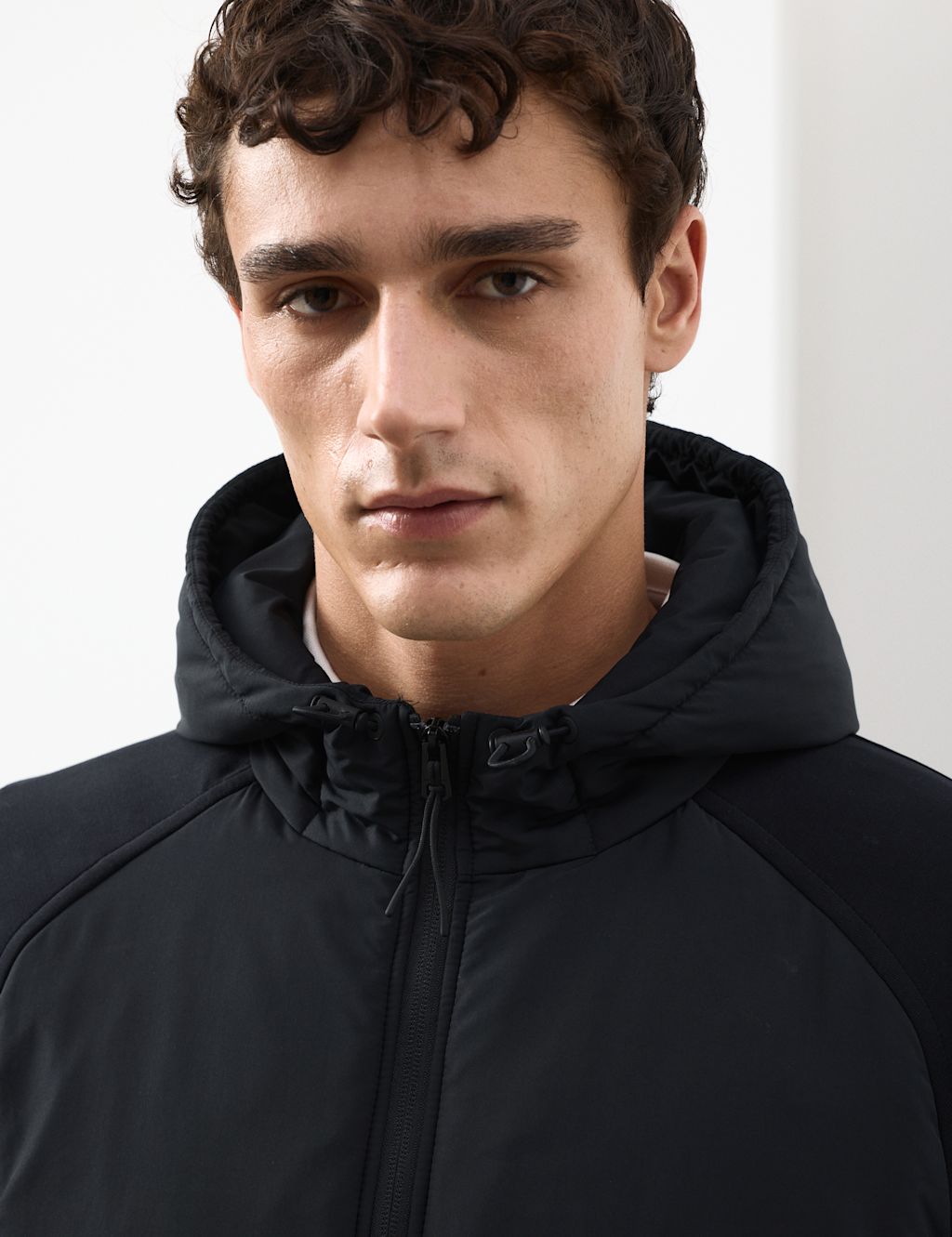 Autograph Cotton Rich Raglan Hybrid Hooded Jacket - XLREG - Black, Black