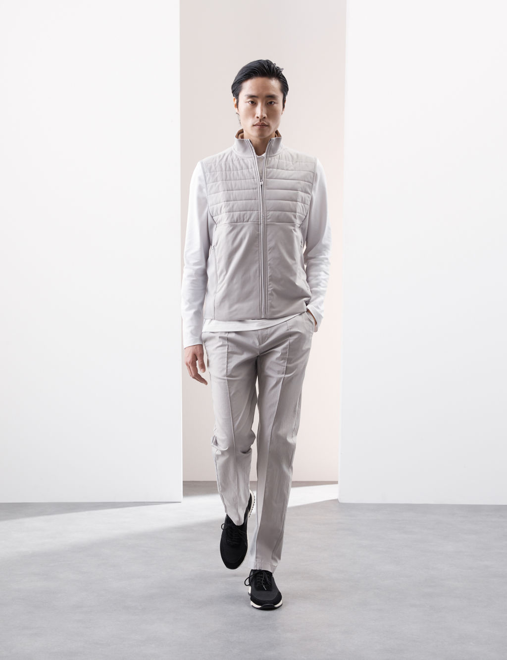 Autograph Funnel Neck Quilted Gilet - XXXLREG - Silver Grey, Silver Grey