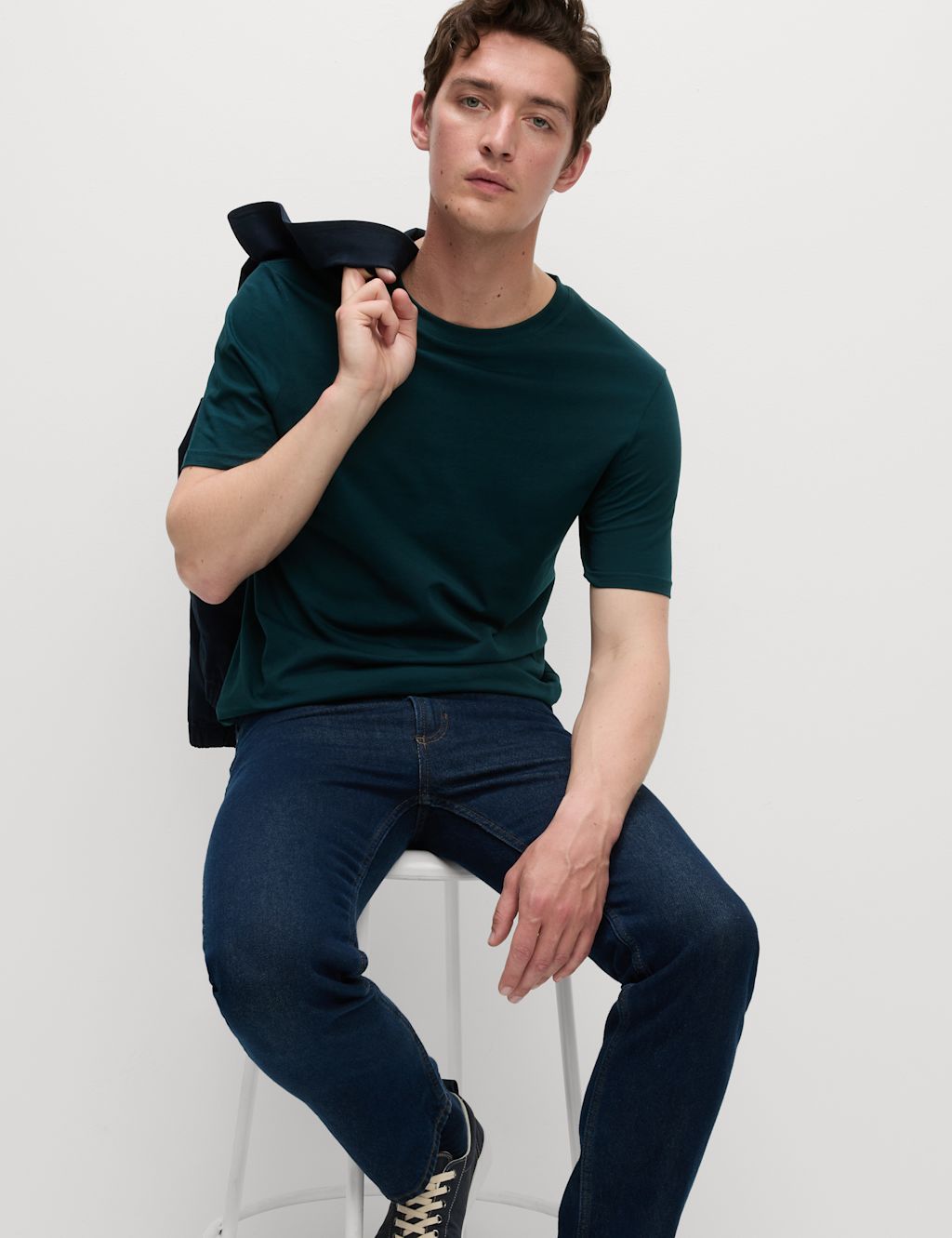 M&S Regular Fit Pure Cotton Crew Neck T-Shirt - XLREG - Kingfisher, Kingfisher