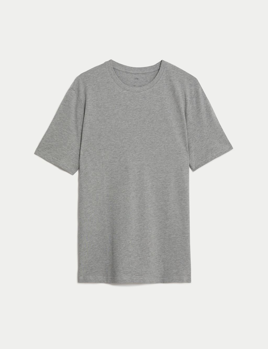 M&S Slim Fit Pure Cotton Crew Neck T-Shirt - XLREG - Grey Mix, Grey Mix