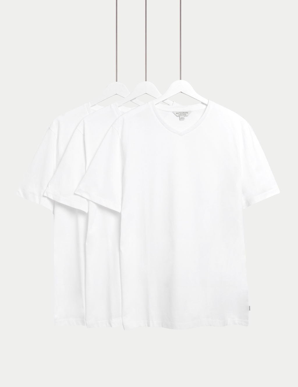 Autograph 3pk Pure Supima Cotton V-neck T-Shirts - LREG - White, White