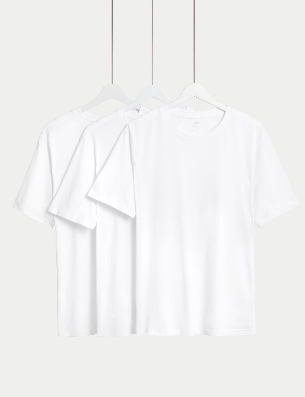 M&S 3 Pack Pure Cotton Crew Neck T-Shirts - XXXLREG - White, White