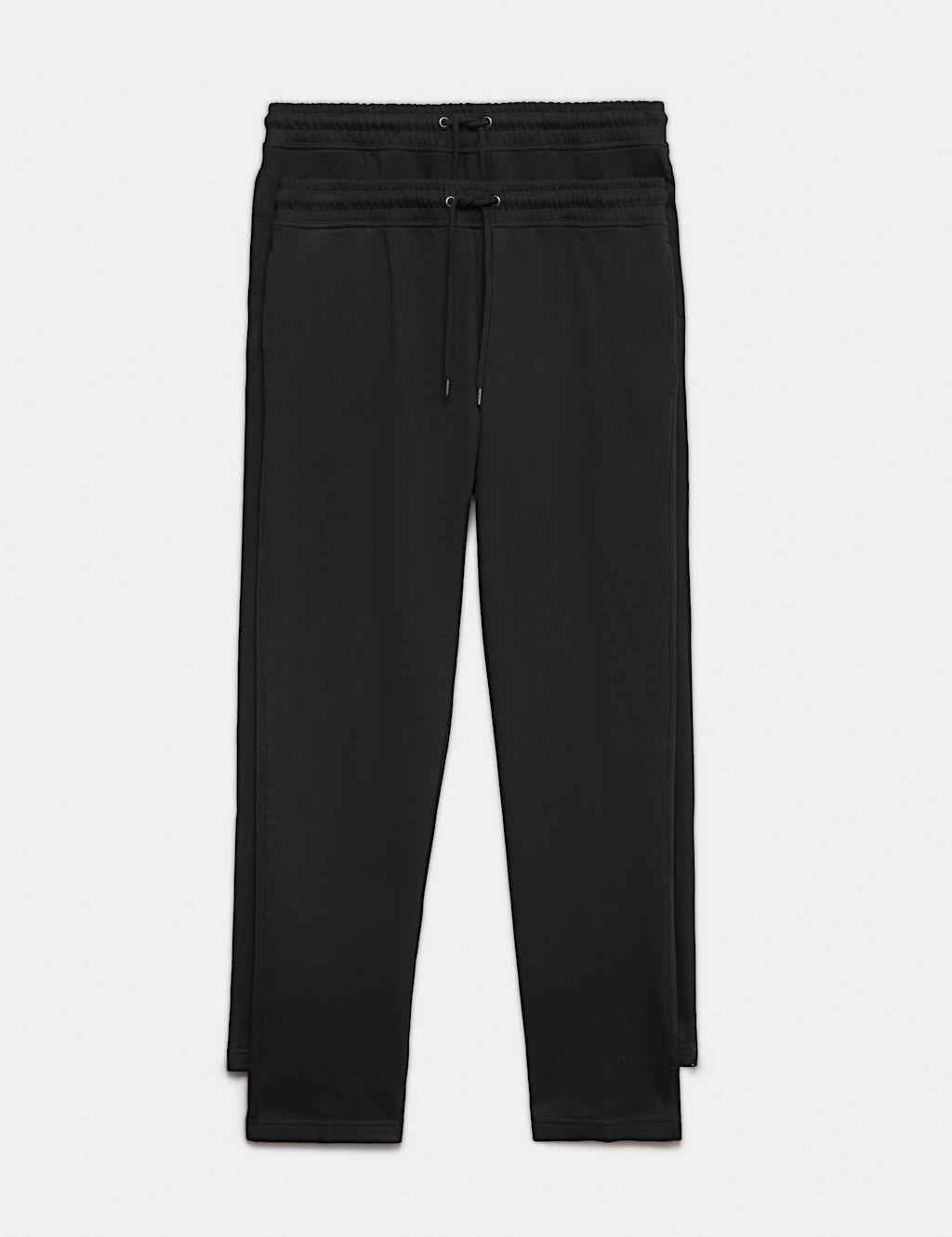 M&S 2 Pack Cotton Rich Straight Leg Joggers - L - Black, Black
