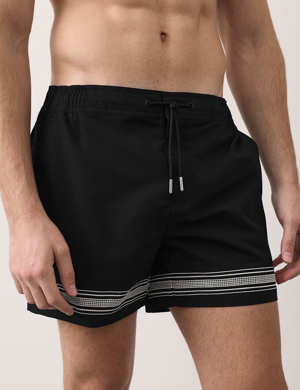Autograph Border Embroidered Swim Shorts - 2XL - Black, Black