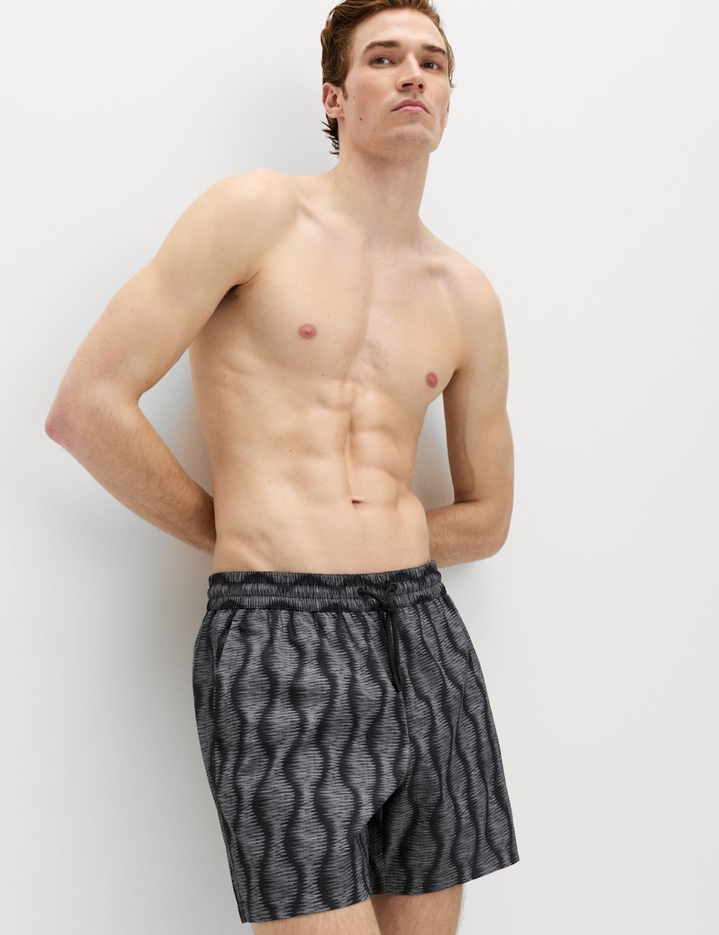 M&S Quick Dry Printed Swim Shorts - 2XL - Black Mix, Black Mix