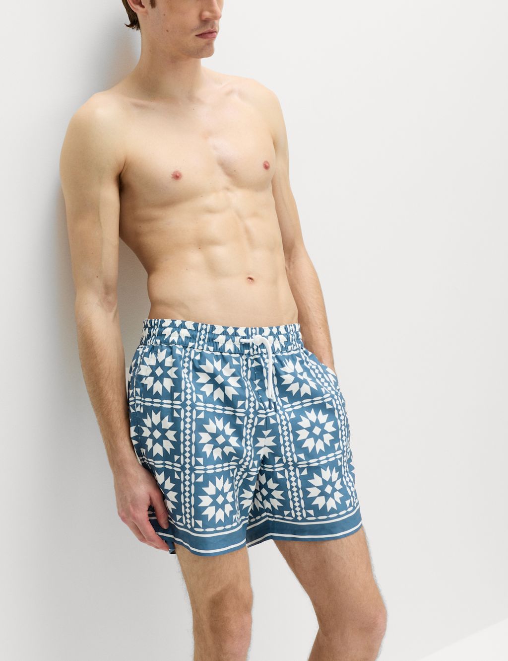 M&S Quick Dry Printed Swim Shorts - 3XL - Ecru Mix, Ecru Mix