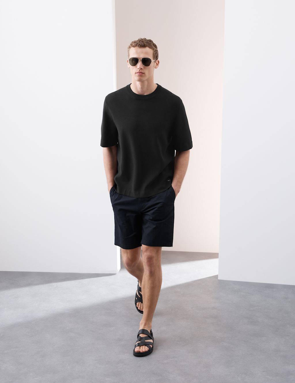 Autograph Crew Neck Knitted T-Shirt - XLREG - Black, Black