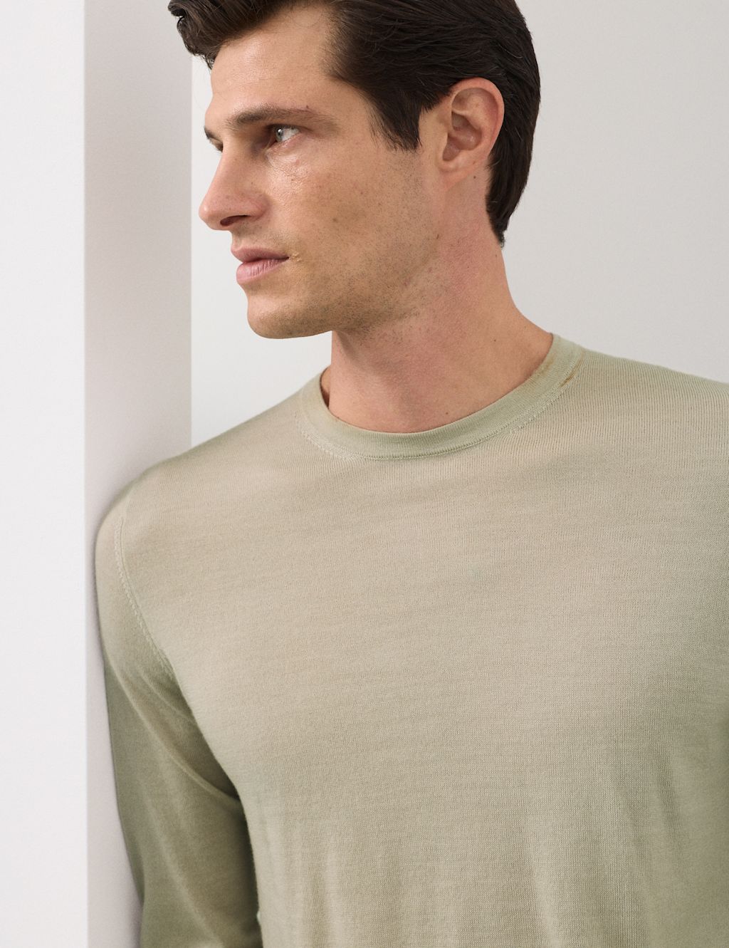 Autograph Pure Extra Fine Merino Wool Crew Neck Jumper - LREG - Stone, Stone