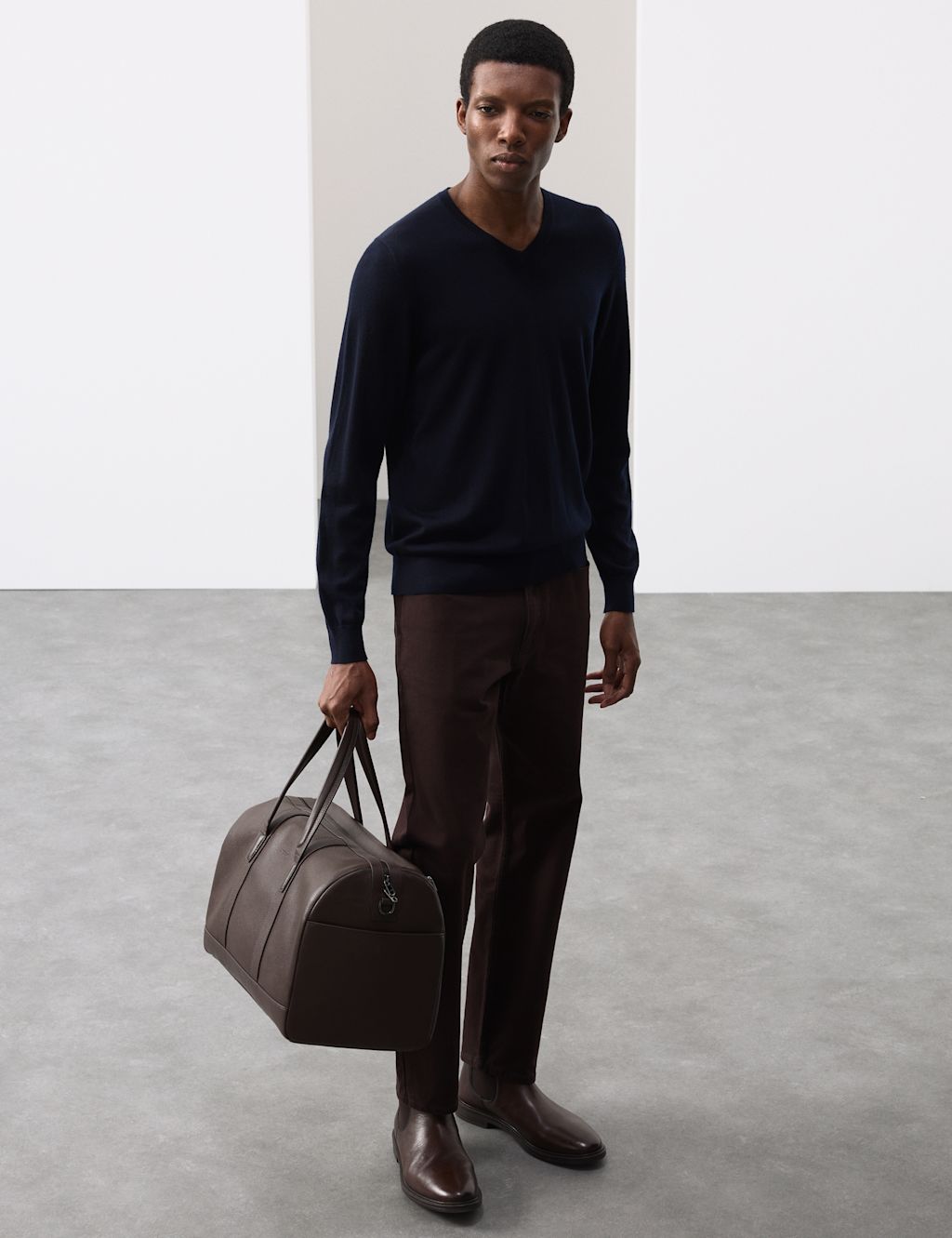 Autograph Pure Extra Fine Merino Wool V-Neck Jumper - LREG - Dark Navy, Dark Navy