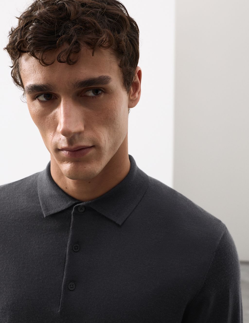 Autograph Pure Extra Fine Merino Wool Polo Shirt - LREG - Granite, Granite