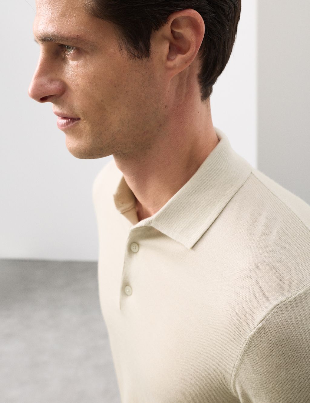 Autograph Pure Extra Fine Merino Wool Polo Shirt - SREG - Stone, Stone