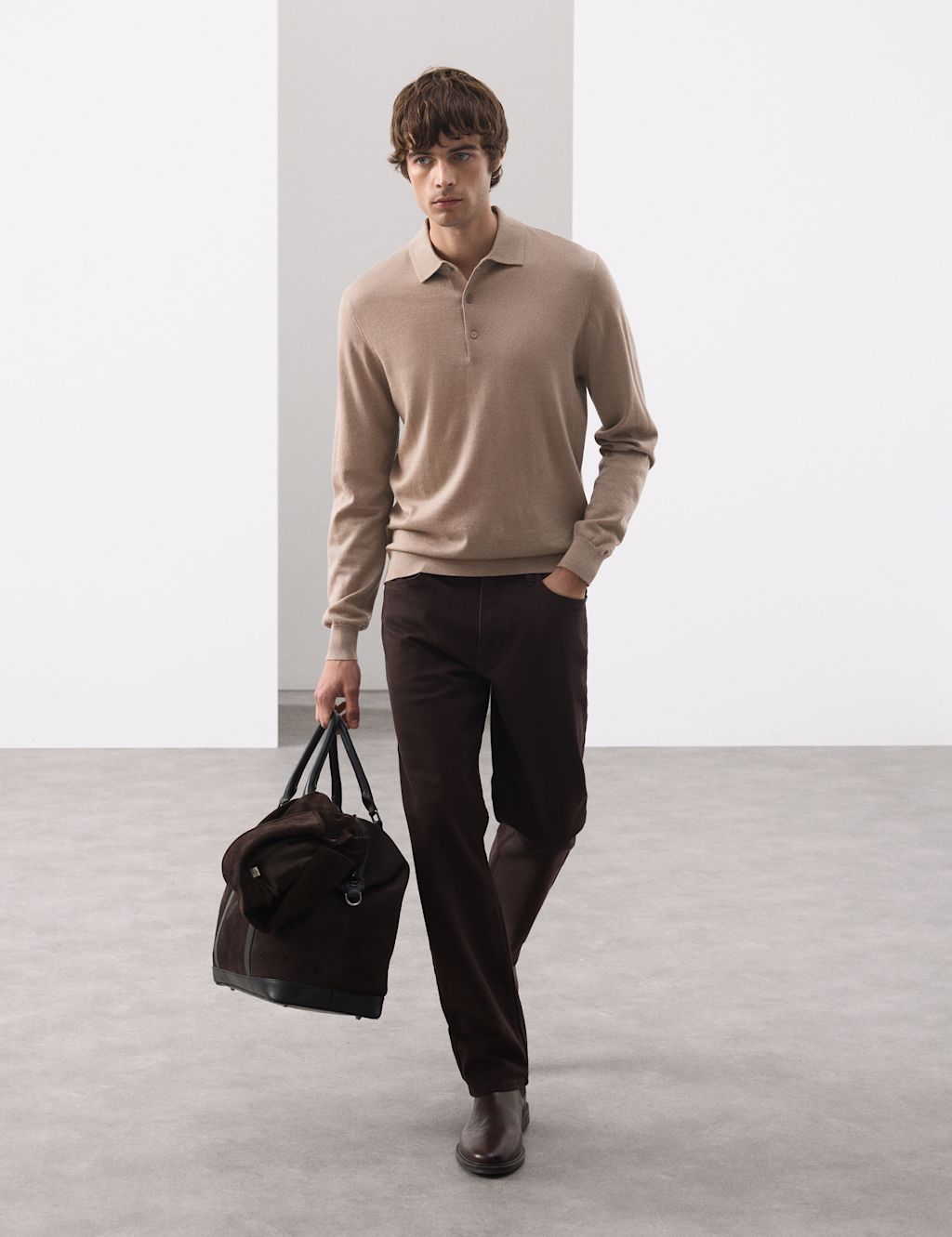 Autograph Pure Extra Fine Merino Wool Polo Shirt - MREG - Cappuccino, Cappuccino