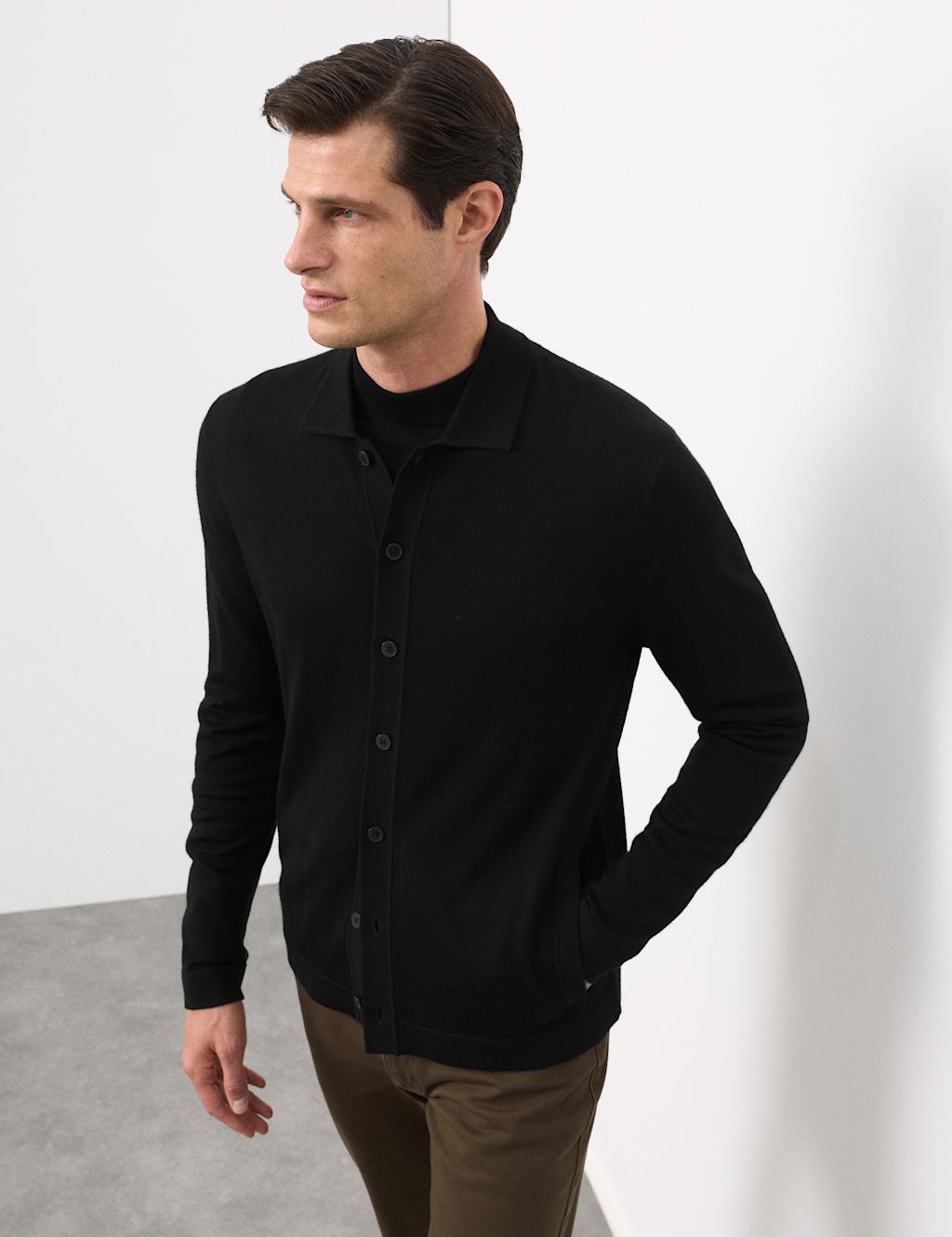 Autograph Pure Extra Fine Merino Wool Jacket - LREG - Black, Black