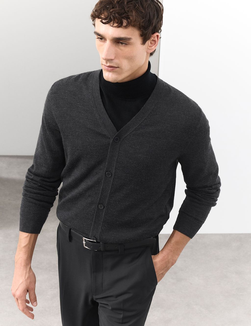 Autograph Pure Extra Fine Merino Wool Cardigan - XXLREG - Charcoal, Charcoal