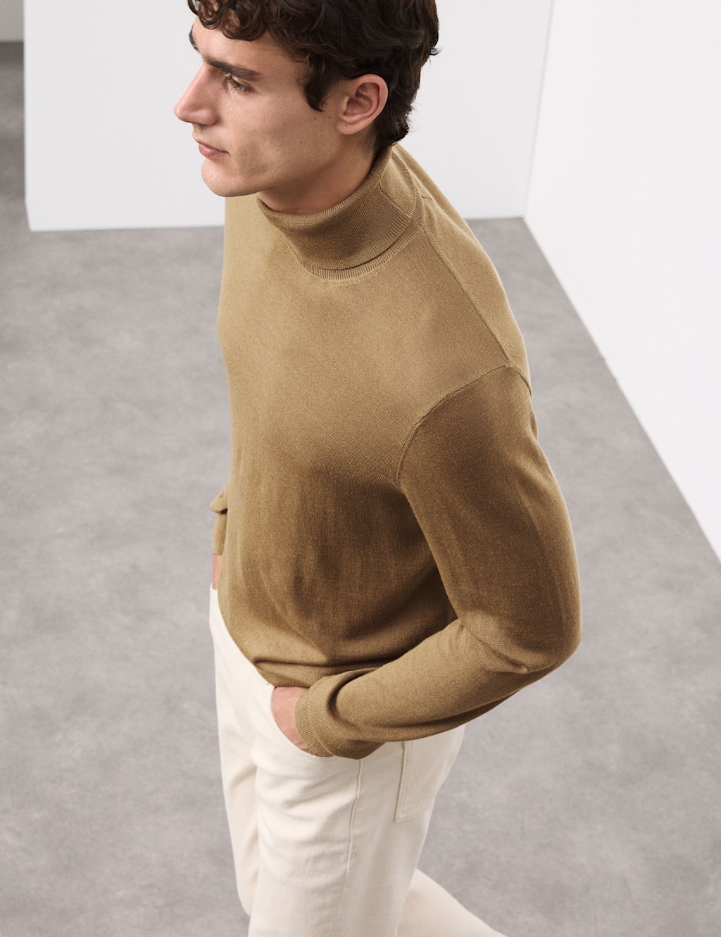 Autograph Pure Extra Fine Merino Wool Roll Neck Jumper - LREG - Camel, Camel