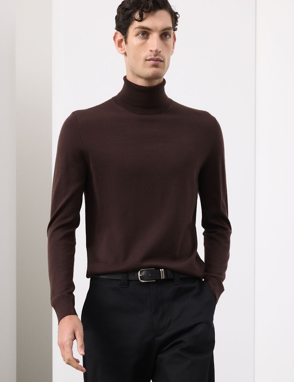 Autograph Pure Extra Fine Merino Wool Roll Neck Jumper - XLREG - Dark Chocolate, Dark Chocolate