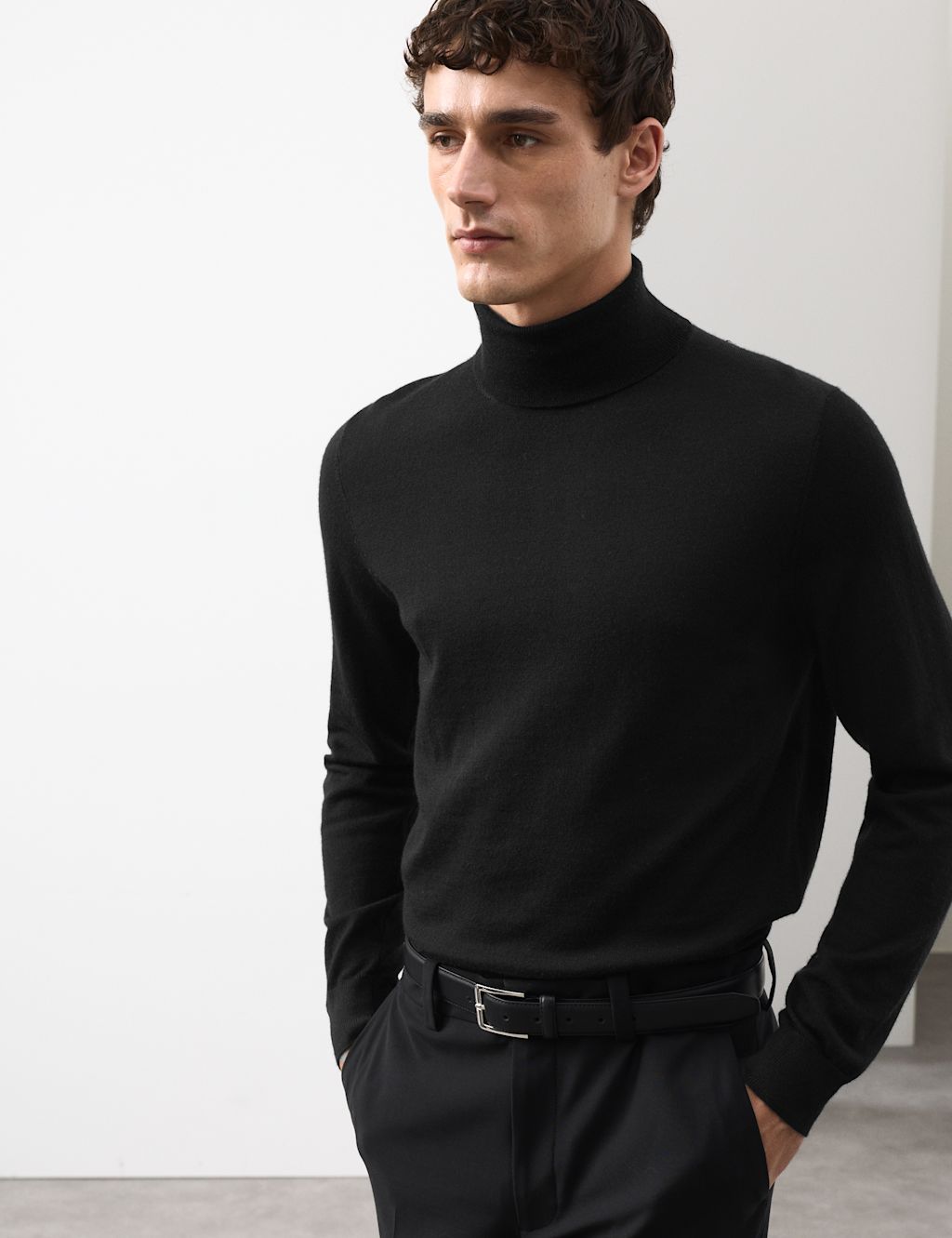 Autograph Pure Extra Fine Merino Wool Roll Neck Jumper - LREG - Black, Black