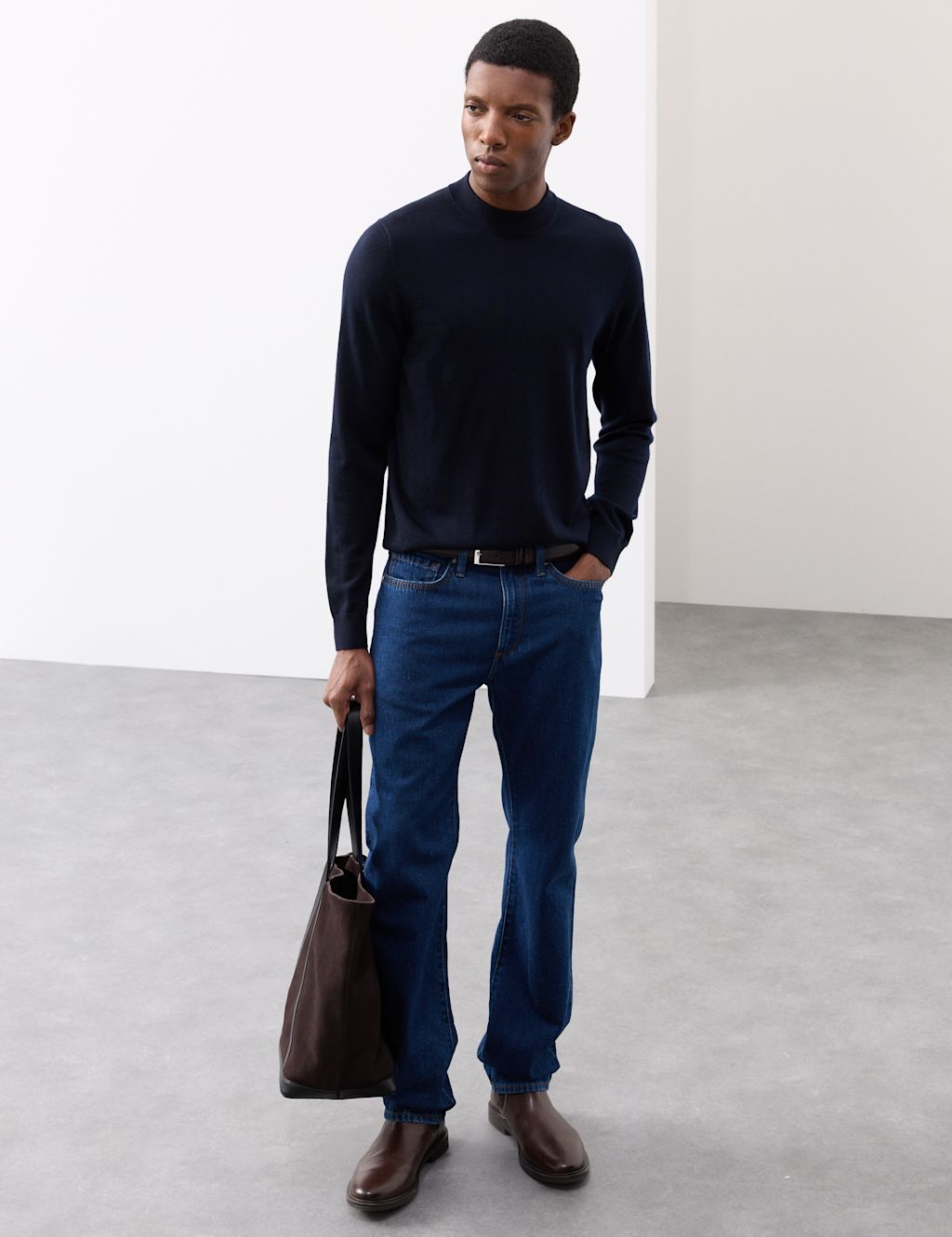 Autograph Pure Extra Fine Merino Wool Performance Jumper - SREG - Dark Navy, Dark Navy